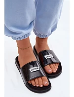 Dámské mládežnické pantofle LEVI'S VPOL0251S-2693 Černé s brokátem