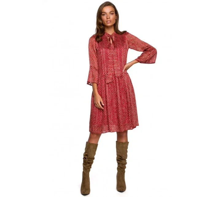 S237 Šifonové šaty se zavazováním za krkem - model 2 S237 Šifonové šaty se zavazováním za krkem - model 2