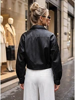 Krátká černá kožená bunda ve stylu Ramones od FashionStreet TY5844 Krátká černá kožená bunda ve stylu Ramones od FashionStreet TY5844