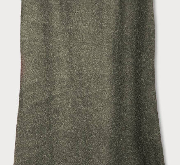 Dlouhá vesta v khaki barvě s kožešinou (F51010-4)