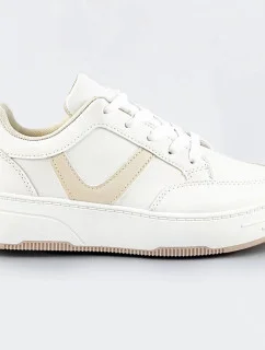 Bílo-béžové dámské sportovní šněrovací boty (S070)