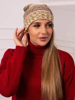 Monika fleecová čepice K256 hnědá+žlutá