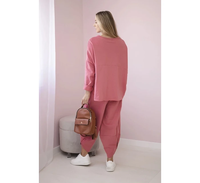 Bavlněná mikina kalhoty set malina Bavlněná mikina kalhoty set malina