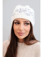 Dámská zimní vlněná čepice s ozdobnými krystalky K399 černá