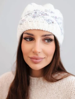 Dámská zimní vlněná čepice s ozdobnými krystalky K399 černá