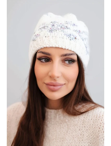 Dámská zimní vlněná čepice s ozdobnými krystalky K399 černá