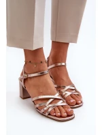 Dámské sandály na podpatku model 21656603 Zlaté - SERGIO LEONE