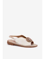 Lesklé Dámské Sandály S Dekorativním Detalem model 21691490 Zlaté - S.Barski Lesklé Dámské Sandály S Dekorativním Detalem model 21691490 Zlaté - S.Barski