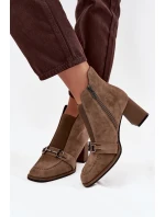 Dámské kotníkové boty z přírodního semiše na podpatek Artiker 57C0221 béžové