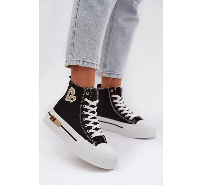 Dámské tenisky na platformě Černé Meloria