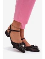 Dámské sandály na klínku s ozdobným detailem Černé Vionessa Dámské sandály na klínku s ozdobným detailem Černé Vionessa