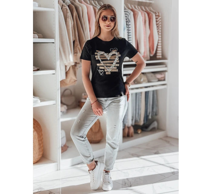 Dámské tričko se srdcem MARISS černé FashionStreet RY2740