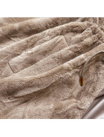 Béžová kožešinová bunda s kapucí model 17650361 - S'WEST