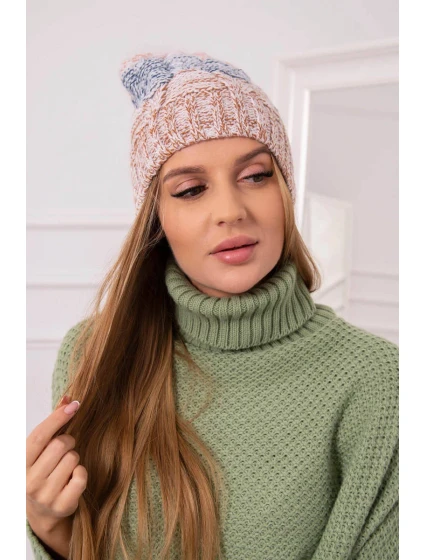 Fleecová čepice Dolores K303 camel+jeans+red Fleecová čepice Dolores K303 camel+jeans+red