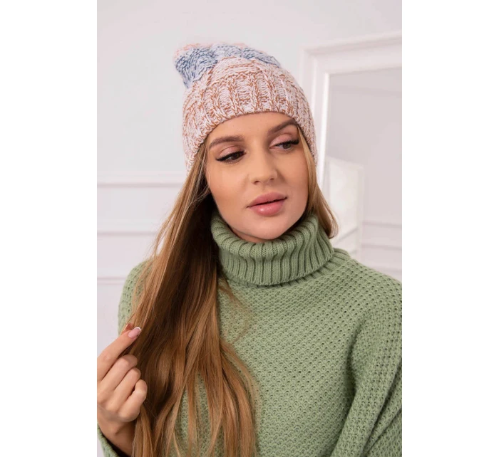 Fleecová čepice Dolores K303 camel+jeans+red Fleecová čepice Dolores K303 camel+jeans+red