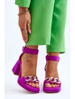 Dámské semišové sandály s podpatky Lewski boty Fuchsie model 21616068 - Boto