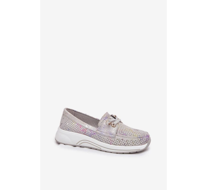 Semišové Polobotky Z Přírodní Kůže Na Platformě Artiker 56C2104 Šedé