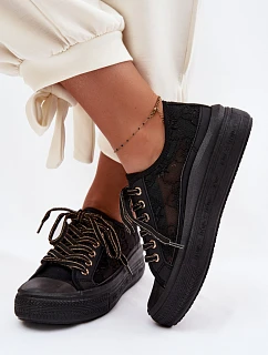 Dámské tenisky s krajkou na platformě model 22095265 Černé - Lee Cooper