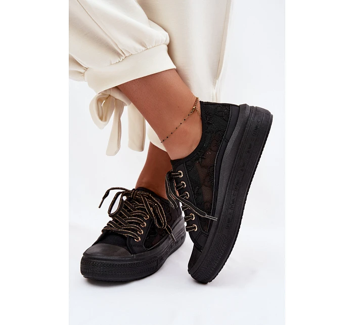 Dámské tenisky s krajkou na platformě model 22095265 Černé - Lee Cooper Dámské tenisky s krajkou na platformě model 22095265 Černé - Lee Cooper