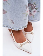 Dámské sandály na podpatku s špičatými špičkami bílé Felessa