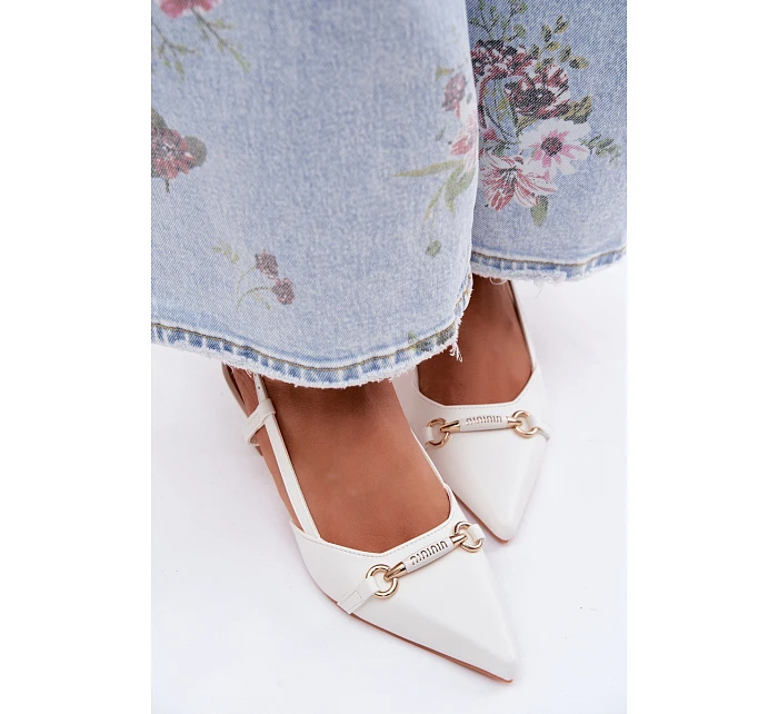 Dámské sandály na podpatku s  bílé model 22122516 - Boto