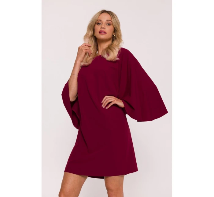 S426 Mini šaty s netopýřími rukávy - bordó S426 Mini šaty s netopýřími rukávy - bordó