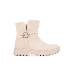 Trendy hnědé  kotníčkové boty dámské na plochém podpatku