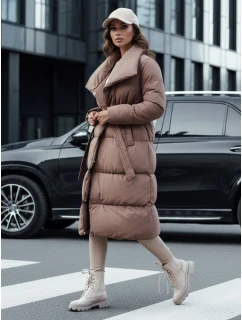 Dámský zimní dlouhý prošívaný kabát FAVI hnědý FashionStreet TY4571