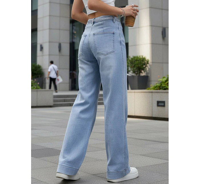 Dámské džíny s vysokým pasem a širokými nohavicemi modré FashionStreet UY2941
