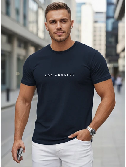 Pánské bavlněné tričko s nápisem Los Angeles tmavě modré FashionStreet NX5099R