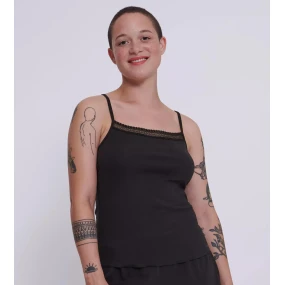 sloggi GO Ribbed Spaghetti Top - BLACK - SLOGGI BLACK - SLOGGI