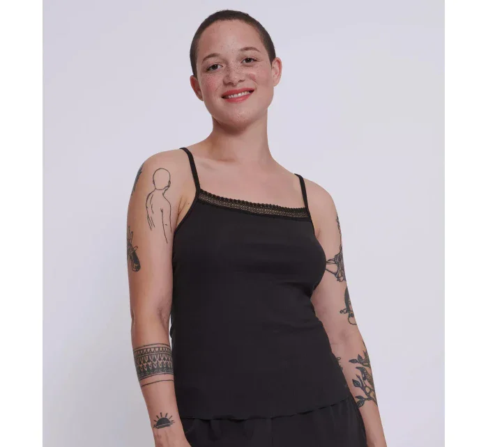 Dámské tílko GO Ribbed Spaghetti Top - BLACK - černé 0004 - SLOGGI