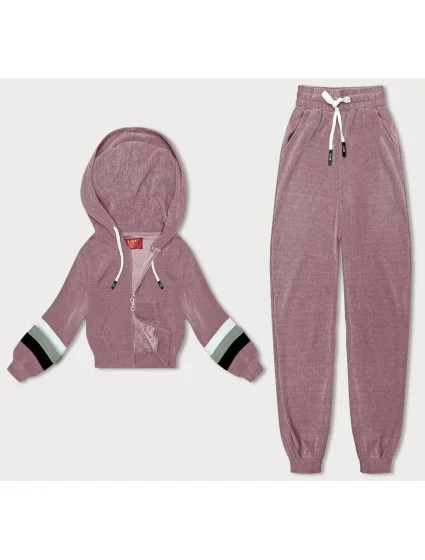 Růžová dámská tepláková souprava s barevnými vsadkami model 18901910 - LHD