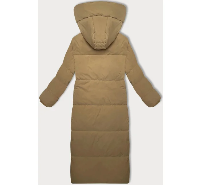 Dlouhá bunda kabát ve velbloudí barvě s střihem model 21248900 - STELLA FASHION