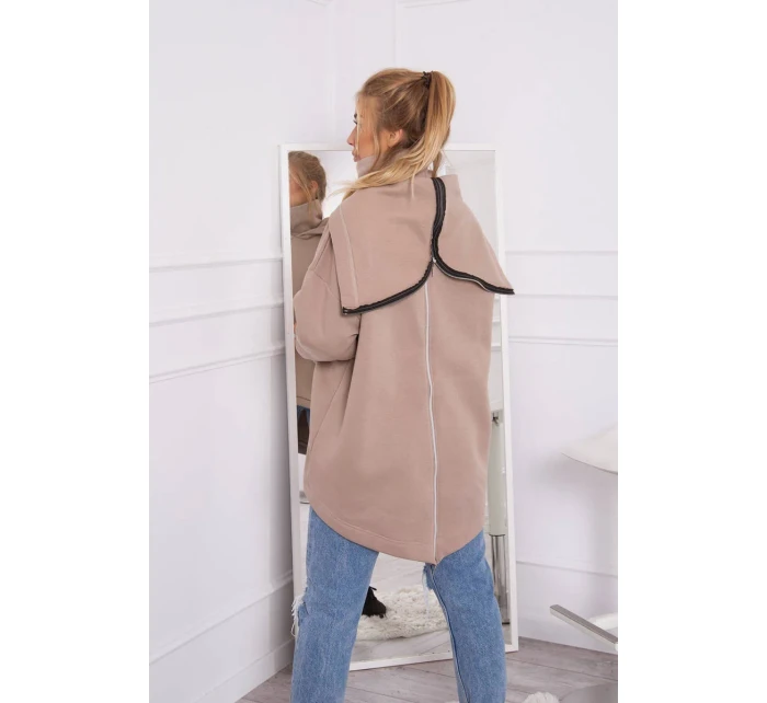 Zateplená mikina se zipem na zádech tmavě béžová