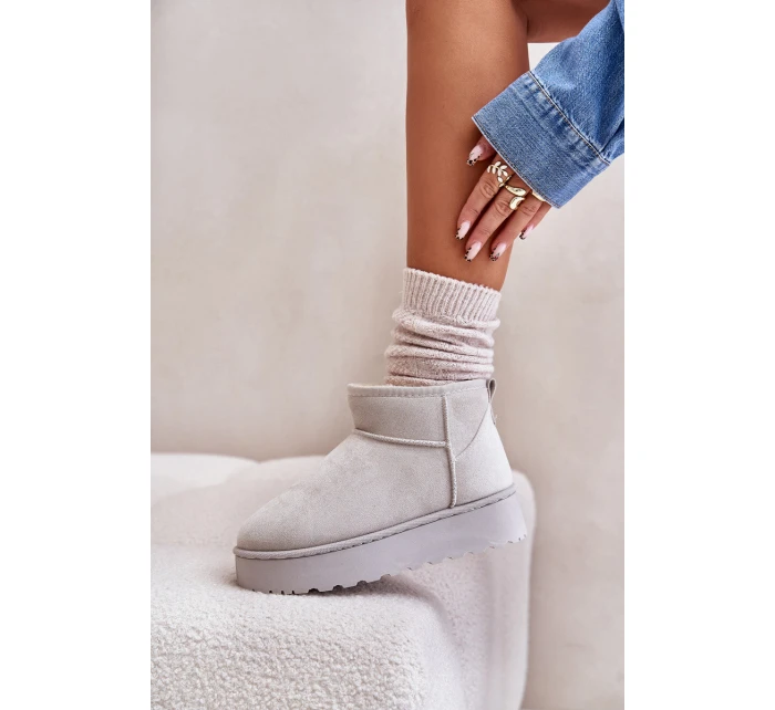 Dámské Sněhule Na Platformě Zateplené Kožíškem Světle Šedé Xamella