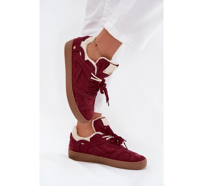 Dámské tenisky na platformě s vyhříváním kožešiny Bordó Solvia Dámské tenisky na platformě s vyhříváním kožešiny Bordó Solvia