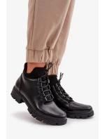 Nízké dámské kotníkové boty zateplené z eko kůže černé Erisabelle Nízké dámské kotníkové boty zateplené z eko kůže černé Erisabelle