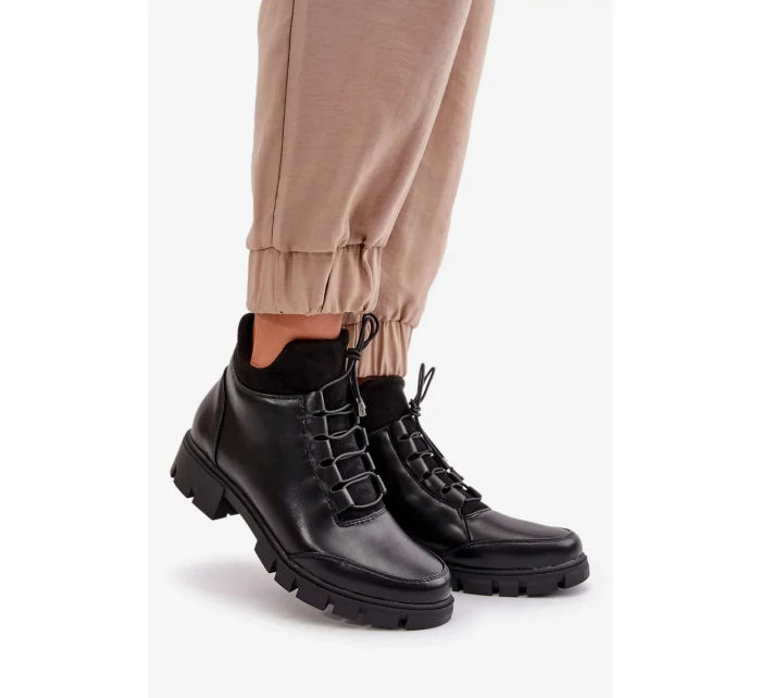 Nízké dámské kotníkové boty zateplené z eko kůže černé Erisabelle Nízké dámské kotníkové boty zateplené z eko kůže černé Erisabelle