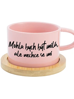 MOHLA BYCH BÝT MILÁ, ALE NECHCE SE MI - růžový hrníček makronka 200 ml