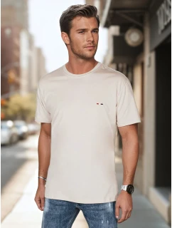 Pánské tričko s výšivkou Cappuccino FashionStreet RX5638