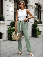Dámské kalhoty se širokými nohavicemi, zelené, FashionStreet UY3072 Dámské kalhoty se širokými nohavicemi, zelené, FashionStreet UY3072