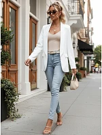 Dámské elegantní sako rozepínací bílé FashionStreet PY0143