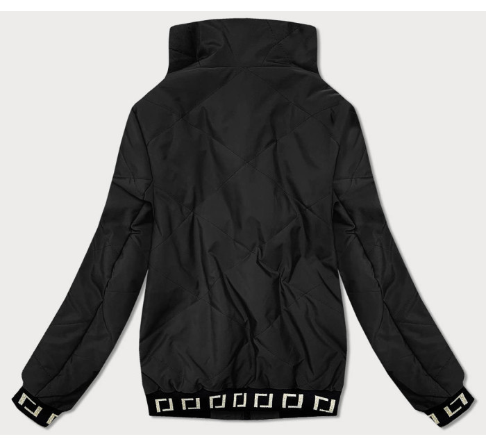Krátká černá dámská bunda se stojáčkem (B8016-1)