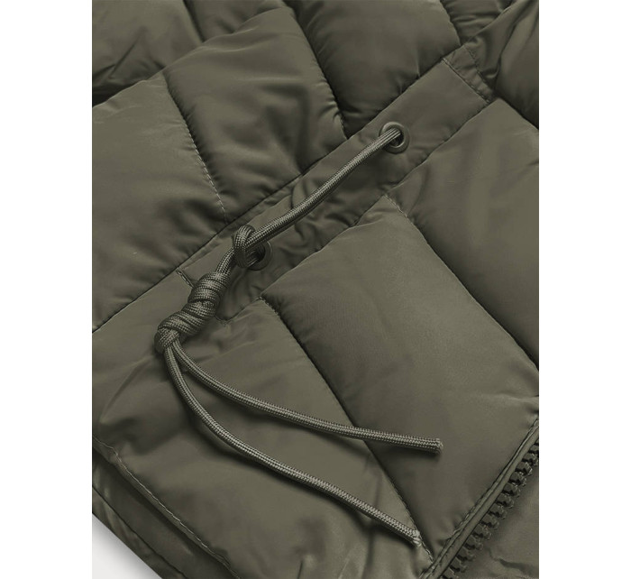 Krátká dámská zimní bunda v khaki barvě (TY043-29)