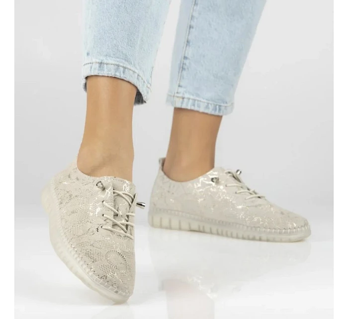 béžové kožené polobotky s podrážkou model 22097355 - FILIPPO béžové kožené polobotky s podrážkou model 22097355 - FILIPPO