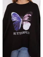 Oversize halenka s potiskem černá Oversize halenka s potiskem černá