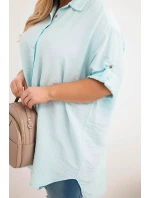 Dámská košile Plus Size z viskózy s delším zadním dílem světle mátová