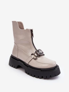 Dámské boty na zip D&A Světle šedá model 21636957 - S.Barski