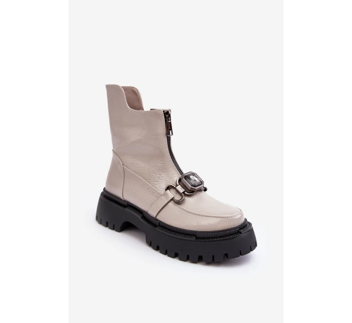 Dámské boty na zip D&A Světle šedá model 21636957 - S.Barski